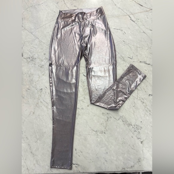 a'gaci Pants - a'gaci Metallic High-Waist Leggings